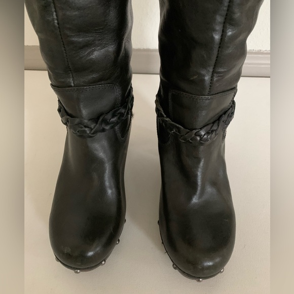 UGG SAVANNA Braided Leather w/ Sherpa Shearling Sheepskin Knee High Boots • 7 - Picture 8 of 16